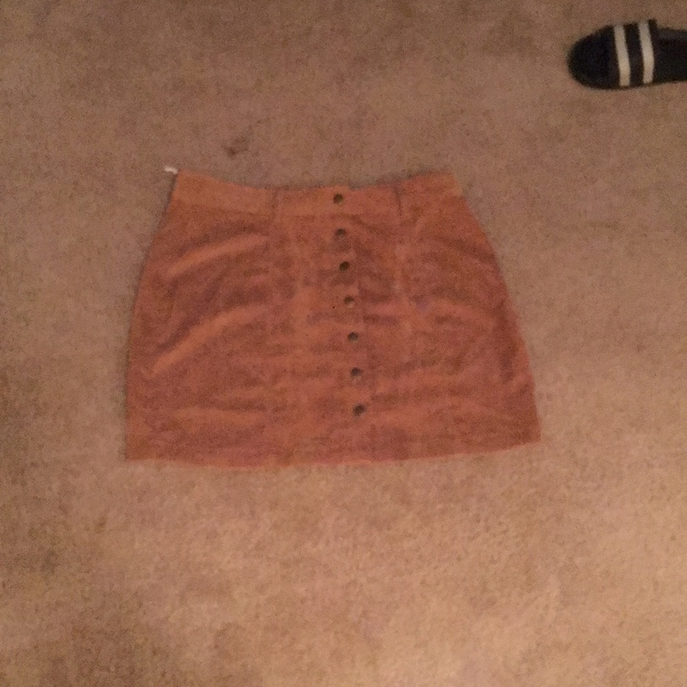 New corduroy dark yellow mini skirt button down
